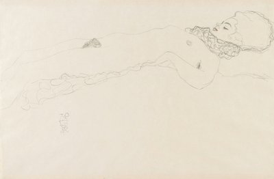 Naked Girl with Ruff, Lying by Gustav Klimt